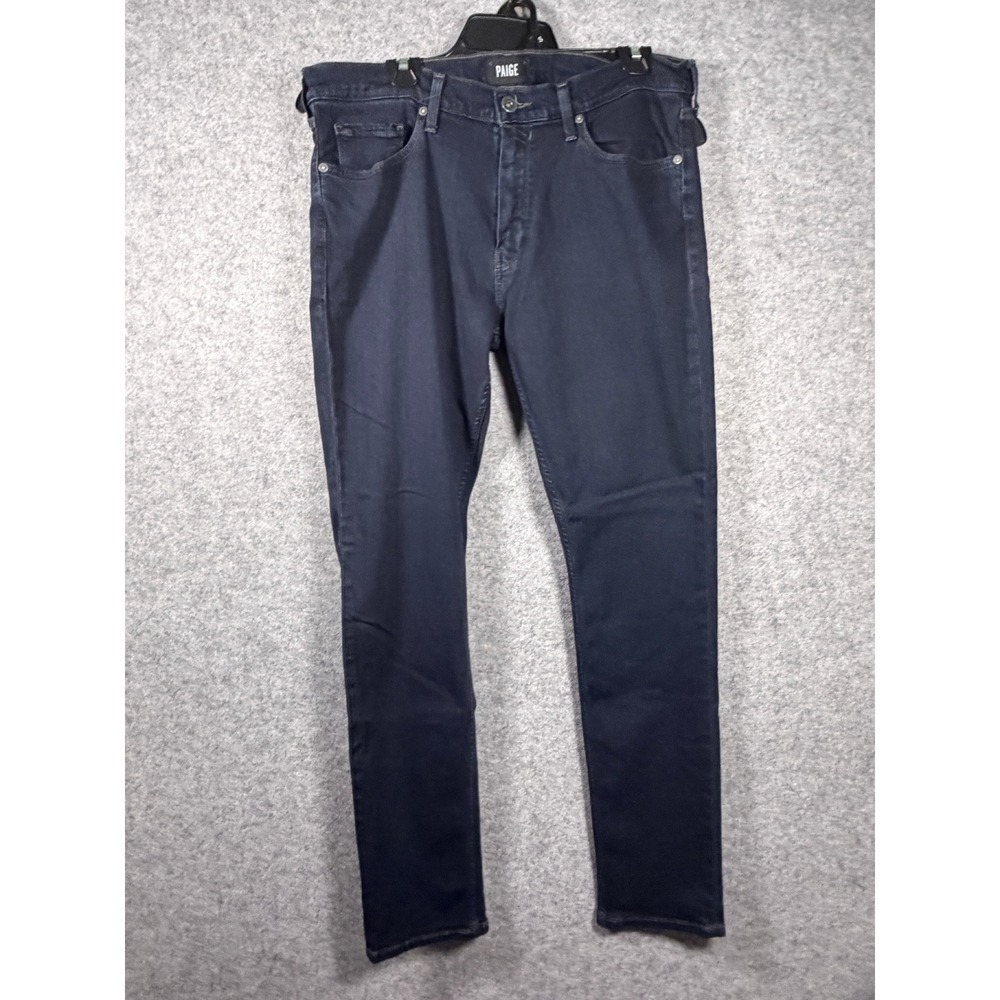 PAIGE Mens Jeans Dark Wash‎ Indigo Blue Slim Straight Denim Pants 35x33